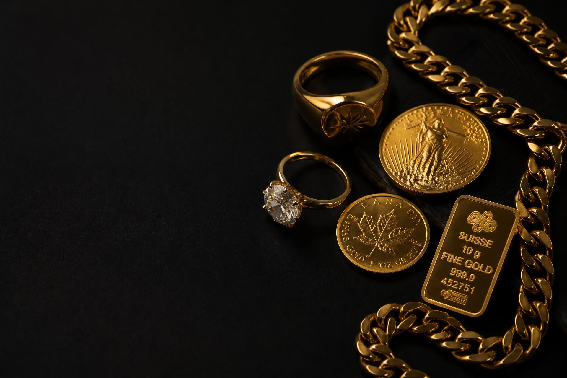 Gold jewellery, coins and a luxury ring considered by MB Gold in Antwerp